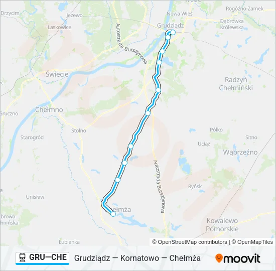 Поезд GRU—CHE: карта маршрута
