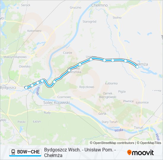 Поезд BDW—CHE: карта маршрута