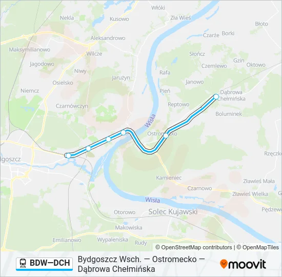 Поезд BDW—DCH: карта маршрута