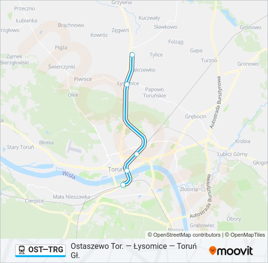 Поезд OST—TRG: карта маршрута