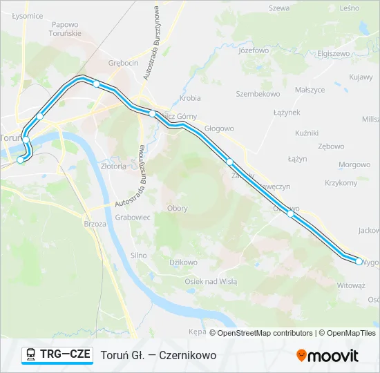 TRG—CZE Train Line Map