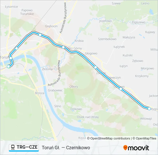 TRG—CZE Train Line Map
