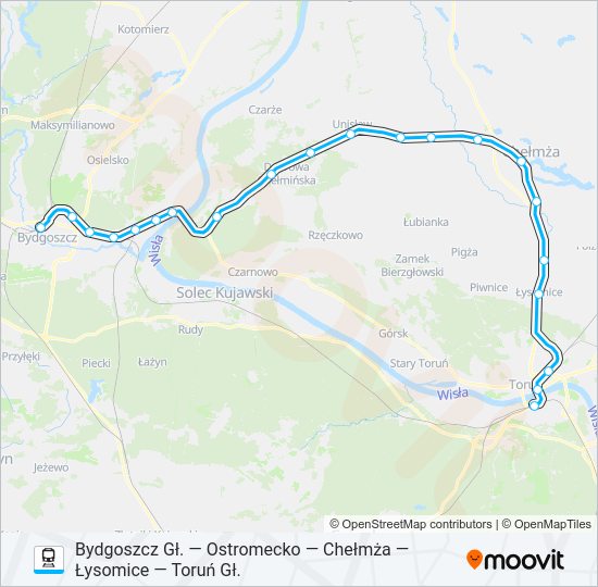 BDG—TRG VIA CHE train Line Map