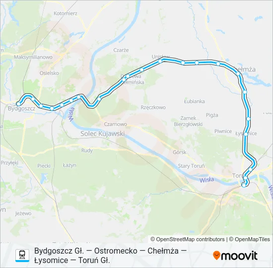 Поезд BDG—TRG VIA CHE: карта маршрута