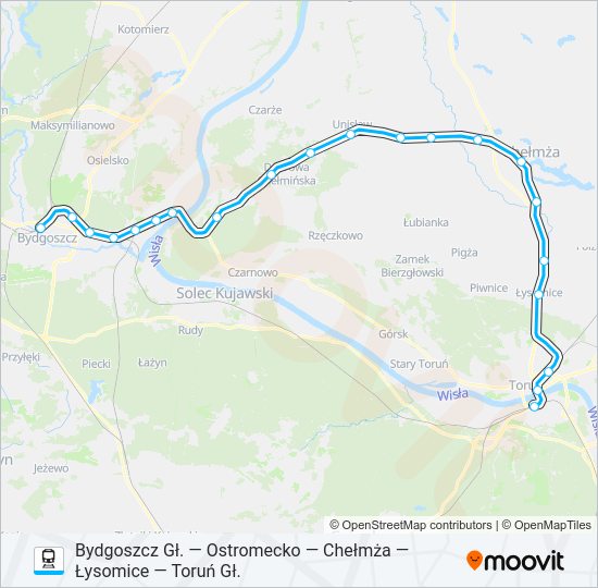 BDG—TRG VIA CHE train Line Map