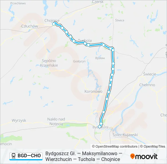 Поезд BGD—CHO: карта маршрута