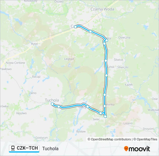 Поезд CZK—TCH: карта маршрута