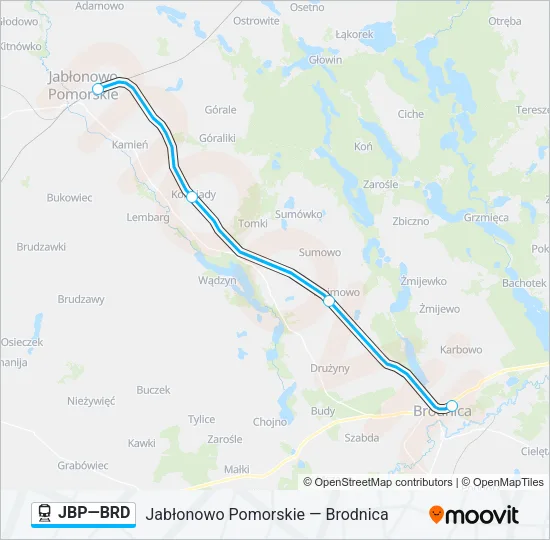 Поезд JBP—BRD: карта маршрута