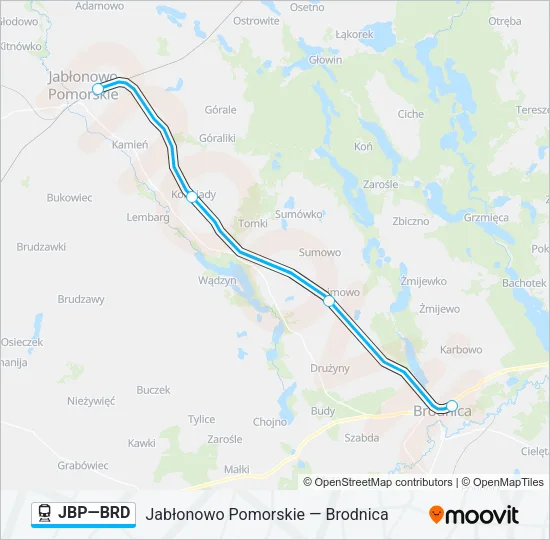 Поезд JBP—BRD: карта маршрута