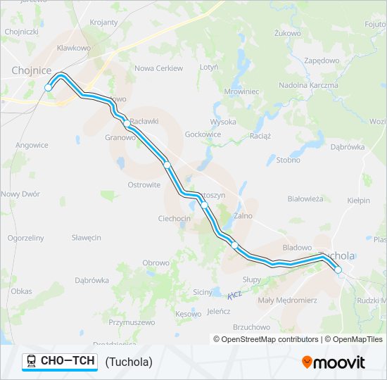 Поезд CHO—TCH: карта маршрута