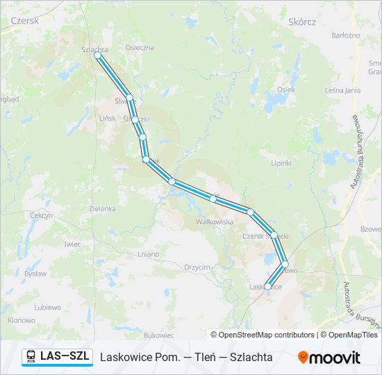 Поезд LAS—SZL: карта маршрута