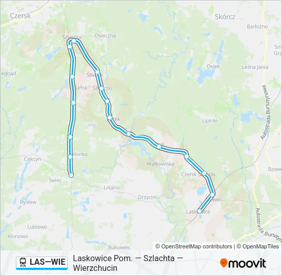 Поезд LAS—WIE: карта маршрута