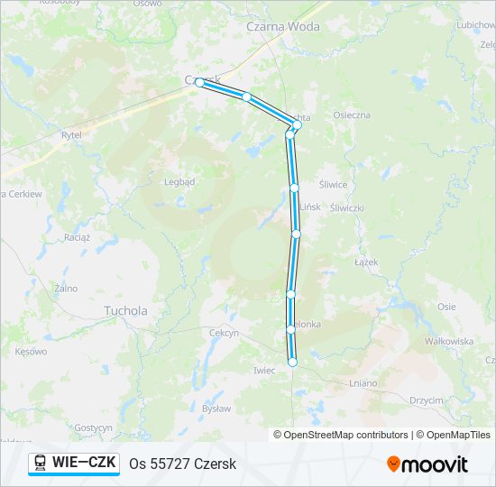 Поезд WIE—CZK: карта маршрута