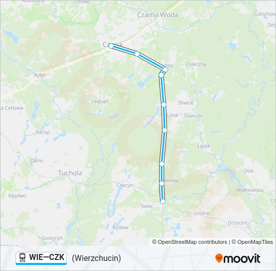 Поезд WIE—CZK: карта маршрута
