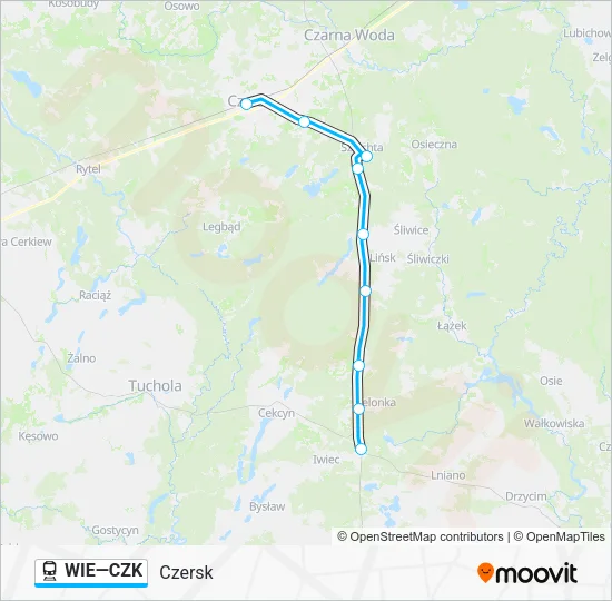 Поезд WIE—CZK: карта маршрута