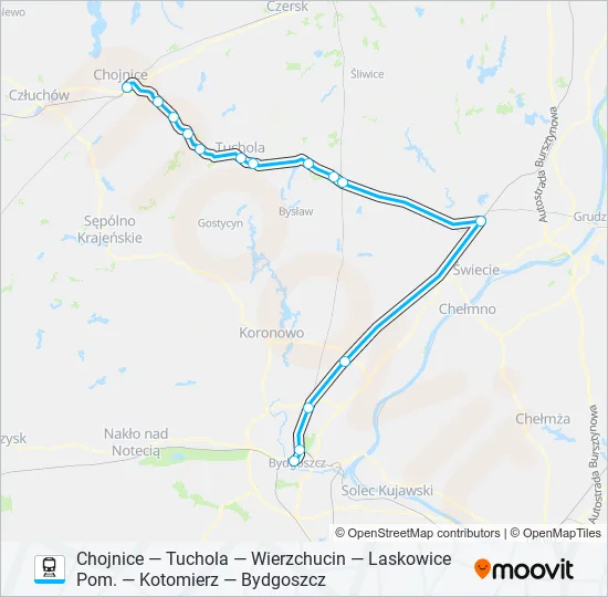CHO—BDG VIA LAS Train Line Map