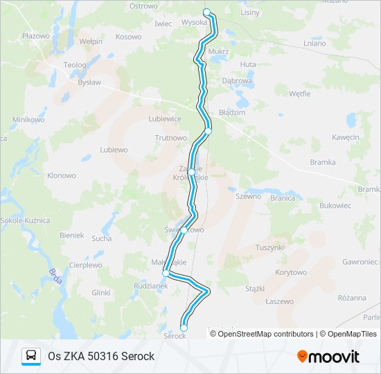 Mapa linii autobus SRC—WIE ZKA