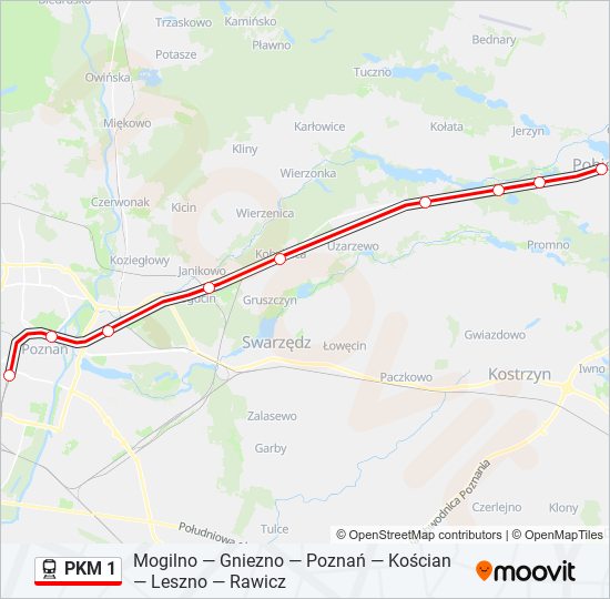 Поезд PKM 1: карта маршрута