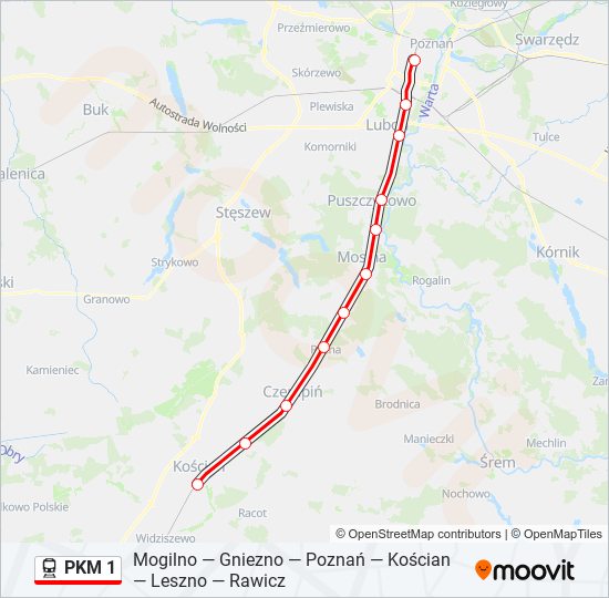 Поезд PKM 1: карта маршрута