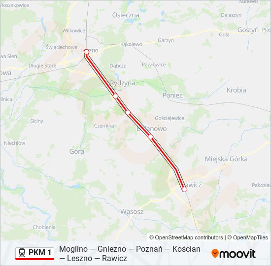 Поезд PKM 1: карта маршрута