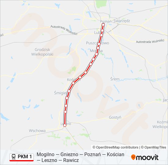 Поезд PKM 1: карта маршрута