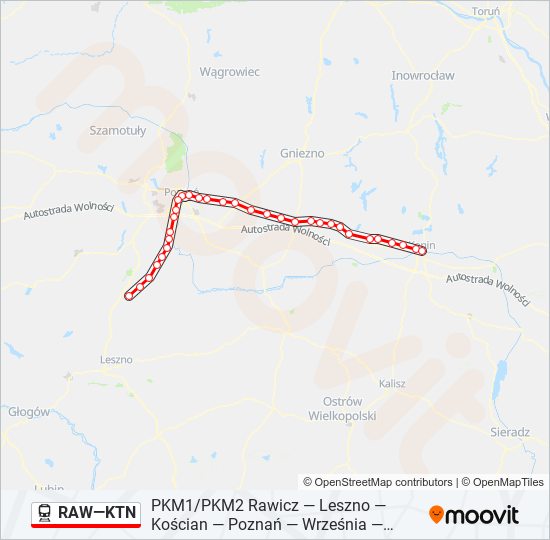 Mapa linii  RAW—KTN