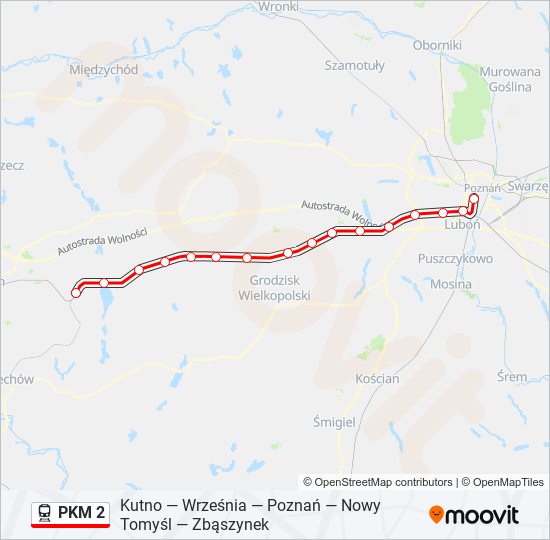 Поезд PKM 2: карта маршрута