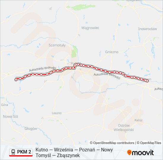 Поезд PKM 2: карта маршрута