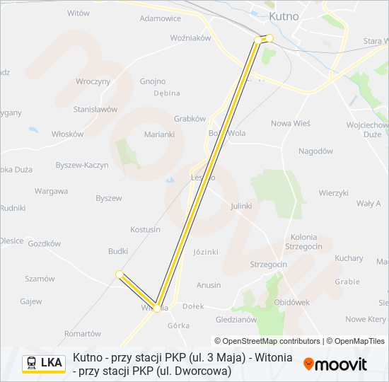 Mapa linii kolej LKA