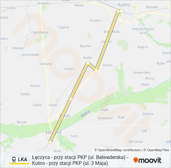 Mapa linii kolej LKA