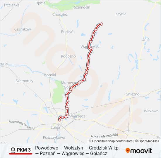 Mapa linii  PKM 3