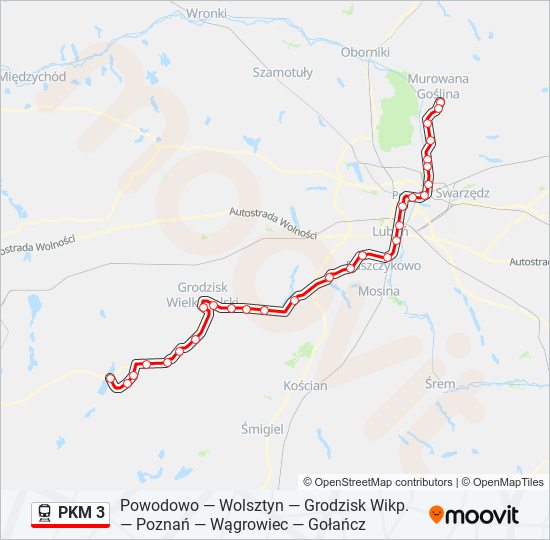 Mapa linii  PKM 3