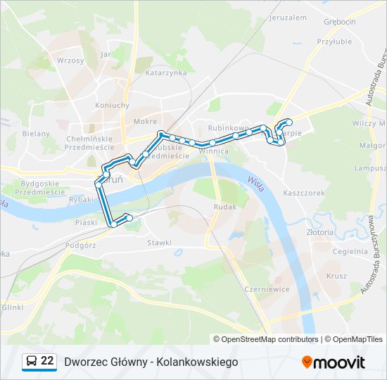 22 bus Line Map