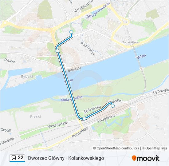 22 bus Line Map