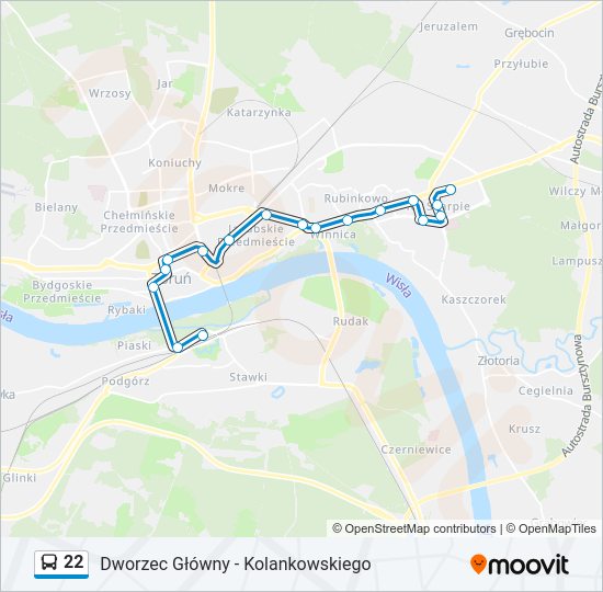 22 bus Line Map