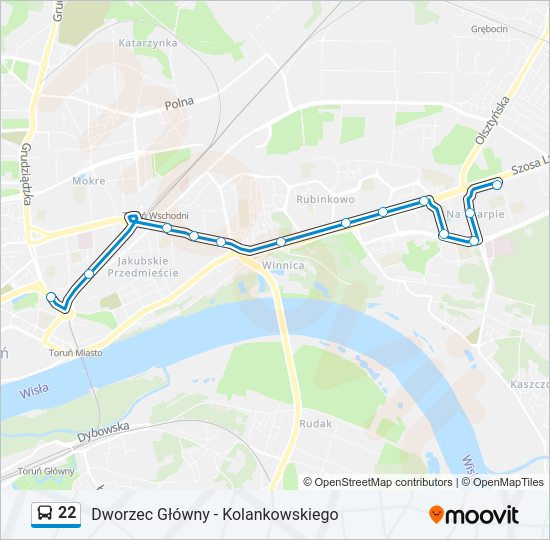 22 bus Line Map