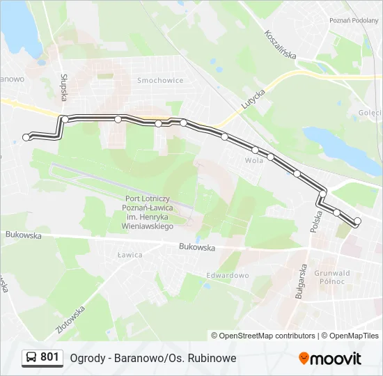 Автобус 801: карта маршрута