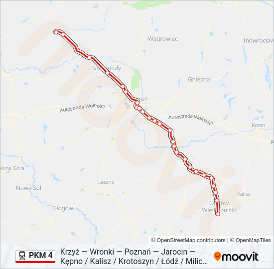 Mapa linii  PKM 4