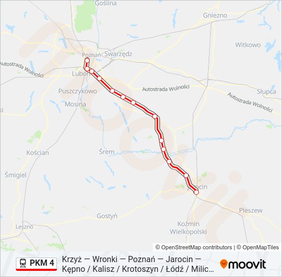 Mapa linii  PKM 4