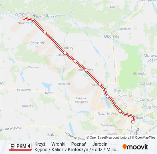 Поезд PKM 4: карта маршрута