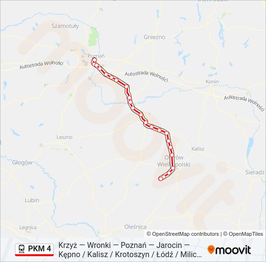 Поезд PKM 4: карта маршрута