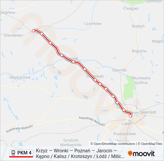 Поезд PKM 4: карта маршрута