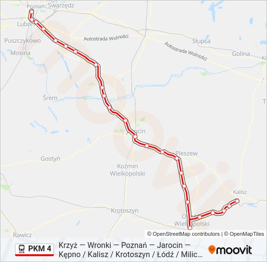 Mapa linii  PKM 4