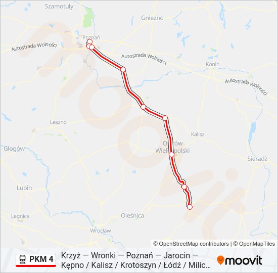 Поезд PKM 4: карта маршрута