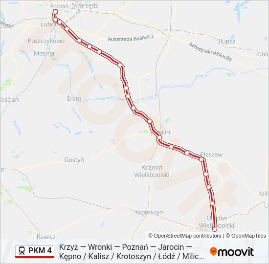 Mapa linii  PKM 4