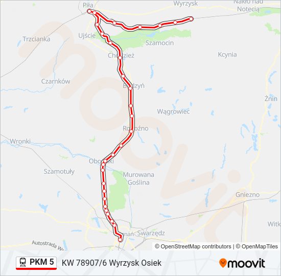 Поезд PKM 5: карта маршрута
