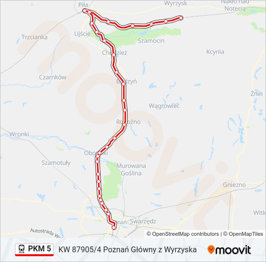 Поезд PKM 5: карта маршрута