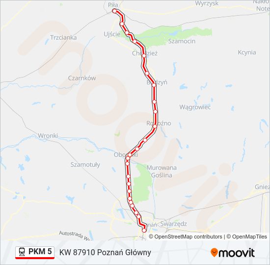 Mapa linii  PKM 5