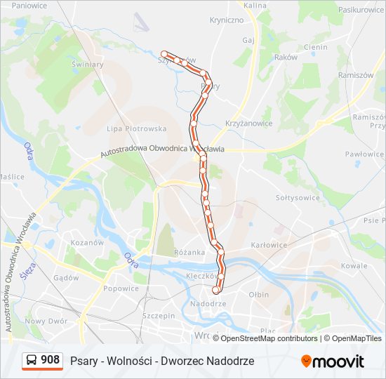 908 bus Line Map