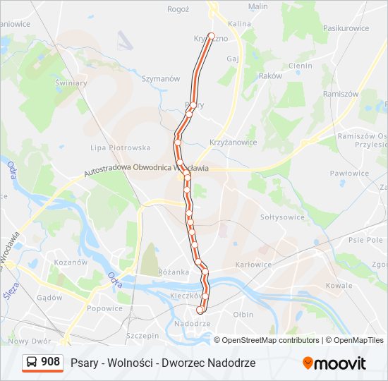 908 bus Line Map